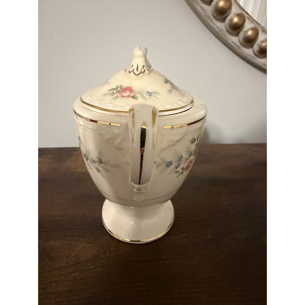 Vintage Homer Laughlin Eggshell Georgian H45N5 Covered Sugar Bowl Floral USA - Picture 10 of 10